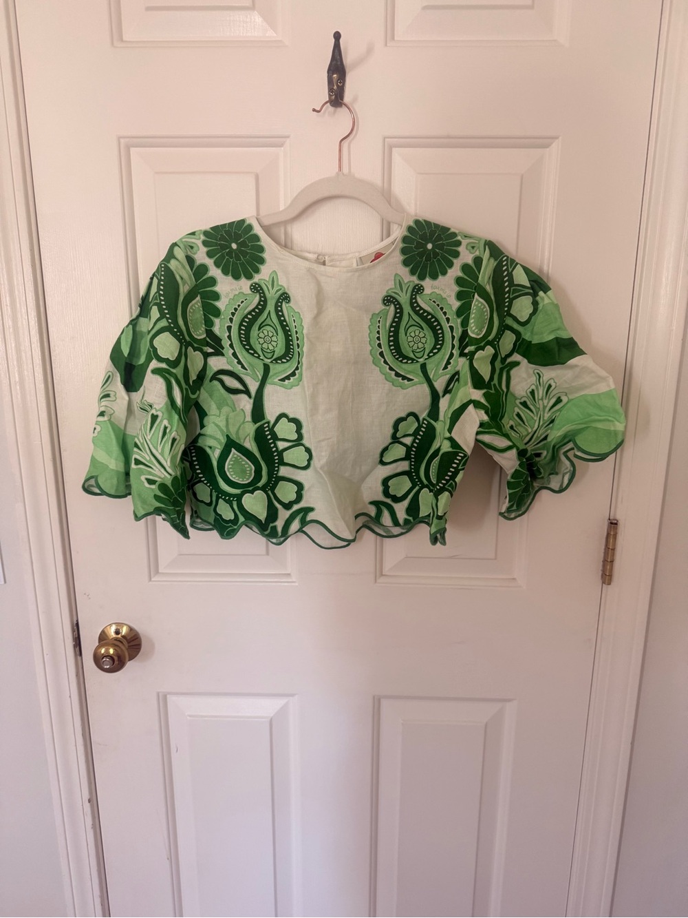 FARM Rio Green & White Floral Cropped Top and Skirt Set